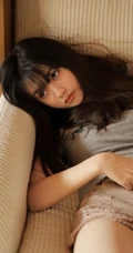 沙发上等人呵护的妙人儿，T恤衫短裤少女居家沙发慵懒写真图集