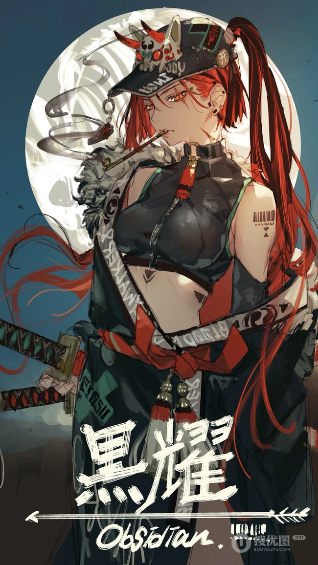 朋克非主流动漫美女插画黑耀高清酷手机壁纸