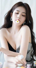 白鹿超气质时尚写真，身着拼接色V领长裙，白皙线条气质线条吸睛十足