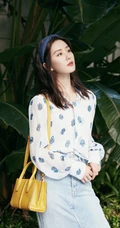 刘诗诗小清新休闲印花衣牛仔裙穿搭魅力写真图集