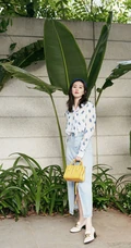 刘诗诗小清新休闲印花衣牛仔裙穿搭魅力写真图集