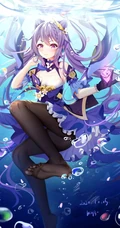 大大眼睛，带耳朵的狐狸或兔子动漫少女人物高清图片