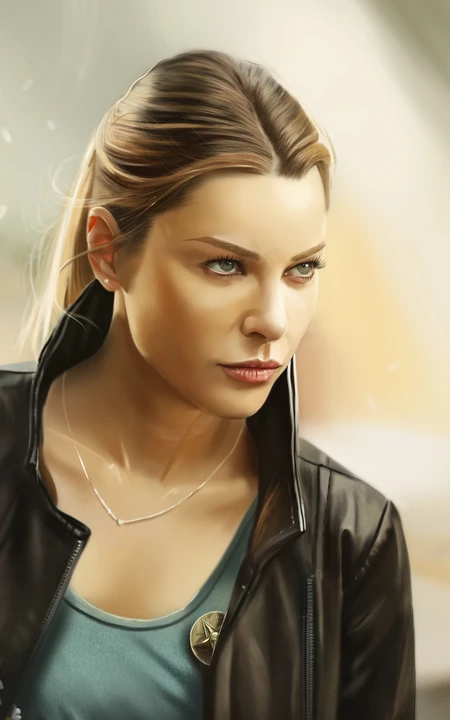 欧美女人物逼真人像插画手机壁纸