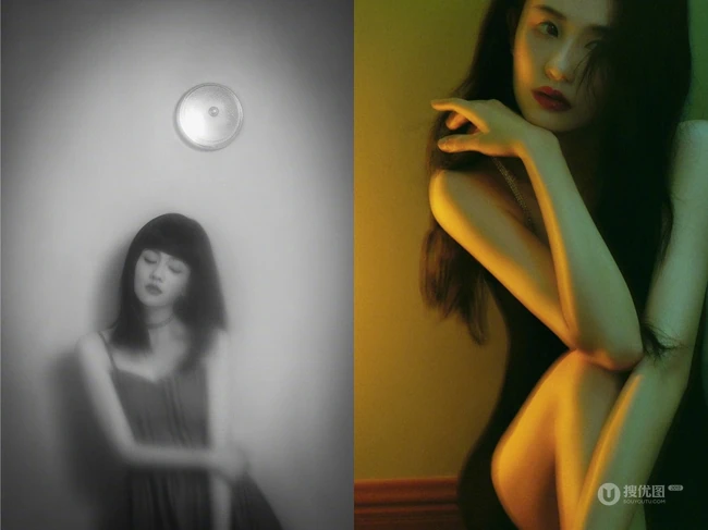 白鹿复古气质，柔美妩媚暖色调楼宇间写真图集