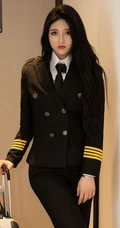 飒爽帅气的女机长，大长腿气质女生姝姝妹妹气质动人制服装室内写真图集