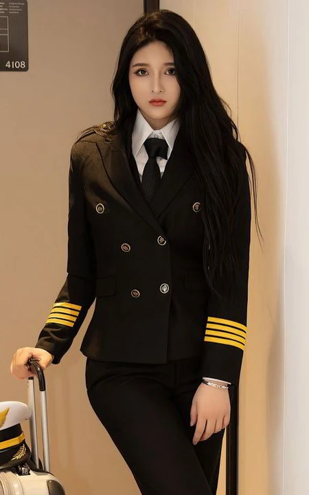 飒爽帅气的女机长，大长腿气质女生姝姝妹妹气质动人制服装室内写真图集