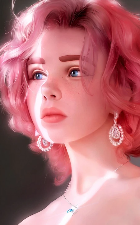 红发高贵的动漫美女人像近照插画高清手机壁纸