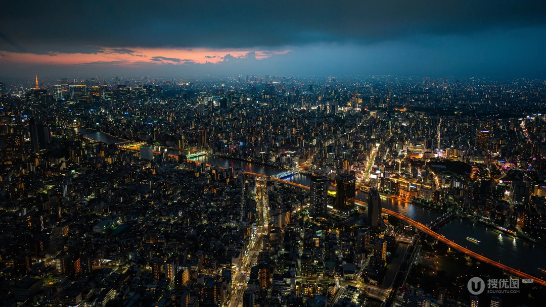 入夜的繁华城市灯光夜景高清电脑壁纸