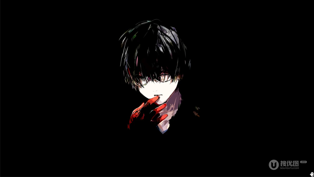 纯黑色动漫帅哥人物插画