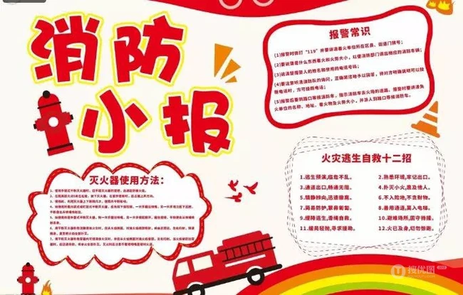 2020年11月9日消防宣传日手抄报模板设计素材图片