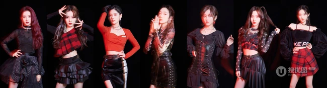 硬糖少女303全体女生成员光与影的交杂优雅万千酷黑宣传写真美照