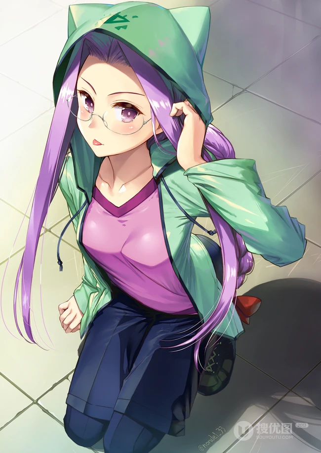 喵喵喵，你在哪里呀！穿着猫耳朵连帽卫衣的动漫少女人物插画图集