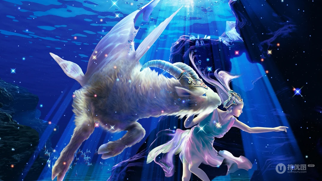 梦幻炫丽的星座插画桌面壁纸