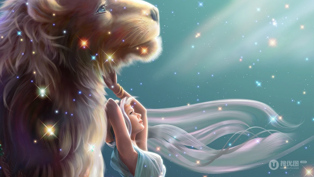 梦幻炫丽的星座插画桌面壁纸