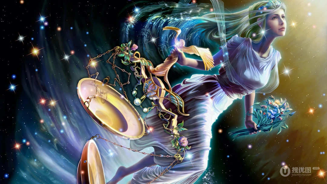 梦幻炫丽的星座插画桌面壁纸