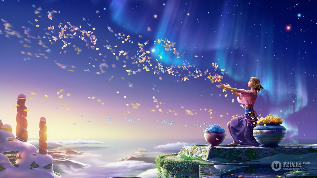 梦幻炫丽的星座插画桌面壁纸