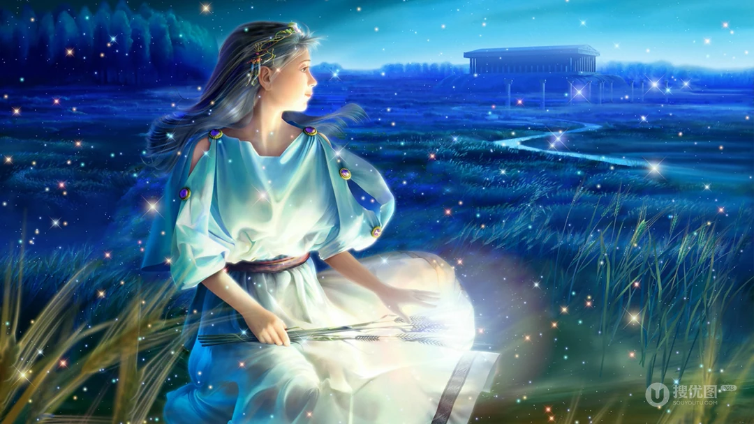 梦幻炫丽的星座插画桌面壁纸