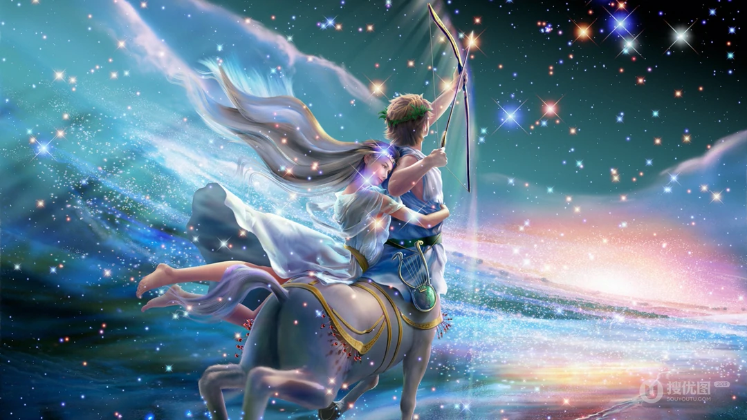 梦幻炫丽的星座插画桌面壁纸