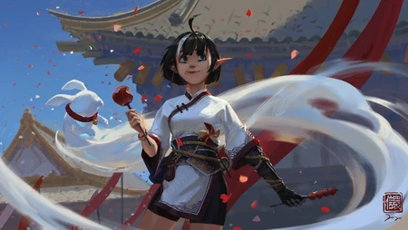 中国风可爱精灵动漫小女生桌面壁纸