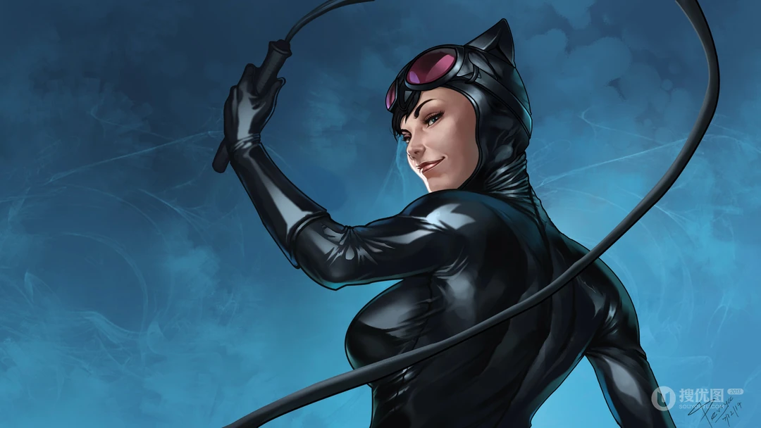 动漫手拿皮鞭的猫女个性人物插画壁纸图片
