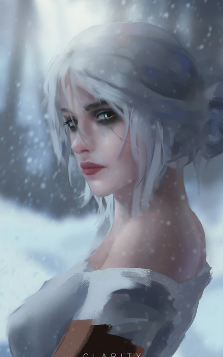 手绘浓厚烟熏妆欧美女生人像插画手机壁纸