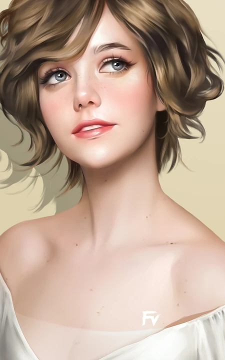 时尚动漫短卷发3D欧美动漫美女人像手机壁纸
