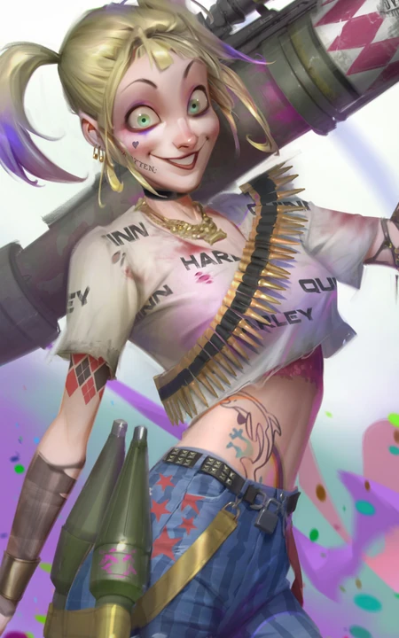 瞪着大眼睛的DC动漫小丑人物高清手机壁纸图片