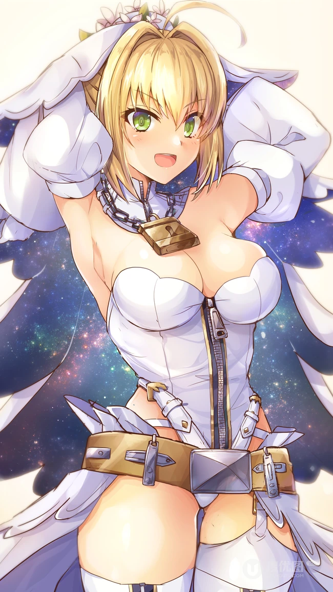 大锁项链性感的大胸动漫美女插画手机壁纸