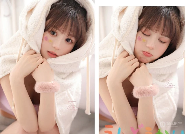 气质可爱俏皮马尾辫发型少女休闲短款装肩带背心短裤室内写真照