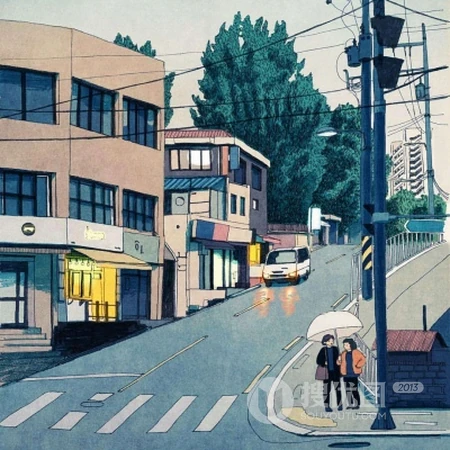温暖的感觉，怀旧的色彩，小清新8090年代怀旧街头风插画手绘QQ头像图片
