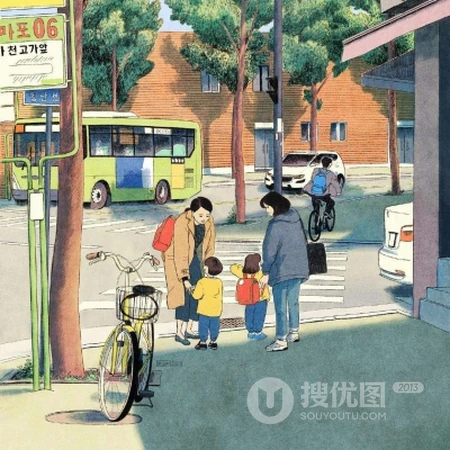 温暖的感觉，怀旧的色彩，小清新8090年代怀旧街头风插画手绘QQ头像图片