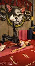 马尾辫发发型女生紧身运动背心健美裤拳击摄影艺术写真照片