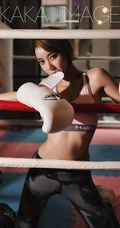 马尾辫发发型女生紧身运动背心健美裤拳击摄影艺术写真照片