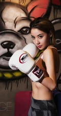马尾辫发发型女生紧身运动背心健美裤拳击摄影艺术写真照片