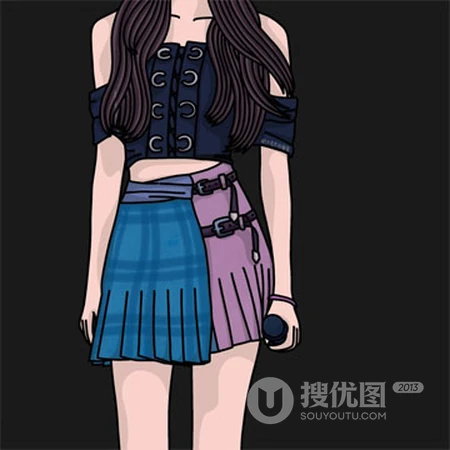 经典JK制服少女头像，手绘不露脸好看JK制服短裙女生头像图片