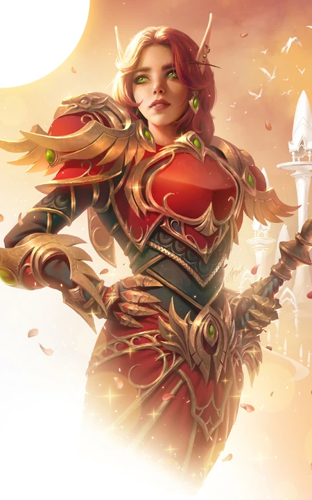 霸气好看的欧美精灵女战士插画超清手机壁纸图片