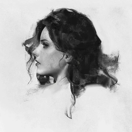 独一无二手绘板绘女生，女孩，女生等人物素描艺术作品黑白微信头像图片