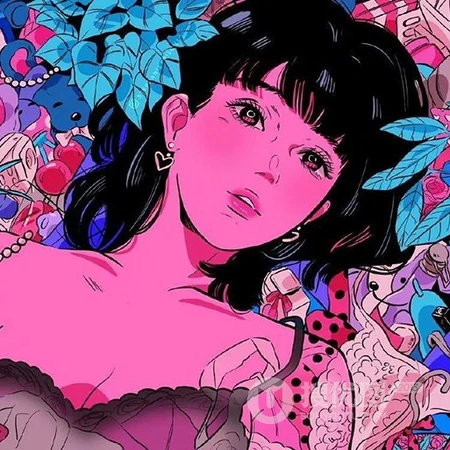 粉色基调，用色精美精致的时尚，富有创意动漫少女，女生魅力插画头像图片