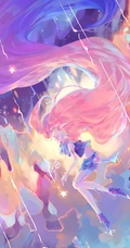 构图巧妙有意境，充满了神秘感，梦幻唯美二次元动漫人物色彩画插画图片
