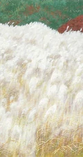 宁静的画面，和谐温暖，世外桃源般的田野色彩画意境插画美图