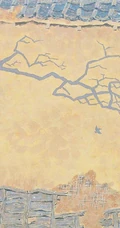 宁静的画面，和谐温暖，世外桃源般的田野色彩画意境插画美图