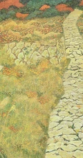 宁静的画面，和谐温暖，世外桃源般的田野色彩画意境插画美图