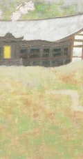 宁静的画面，和谐温暖，世外桃源般的田野色彩画意境插画美图