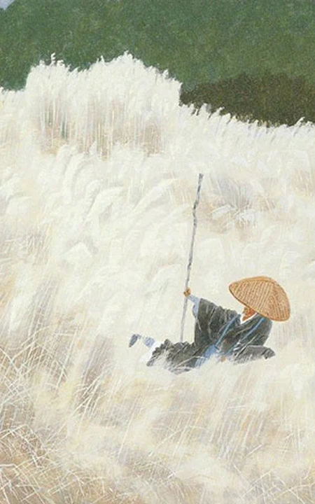 宁静的画面，和谐温暖，世外桃源般的田野色彩画意境插画美图
