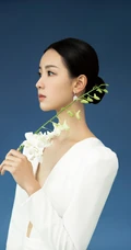 温文尔雅，美丽动人，陈都灵素衣白裙加盘发造型气质写真图片