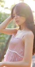 户外山间溪曝光现的高颜值清纯粉衣公主裙女生小姐姐森系写真集