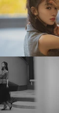 吴谨言优雅动人无袖上衣搭配蓝色纱裙唯美气质写真照片