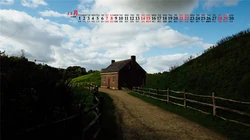 一望无际的田野、相间小路、树木等清新绿色养眼11月日历壁纸图片