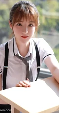 马尾辫女生嫩模yoo优优清纯学院风校服短裙长筒袜落地窗前写真美图集