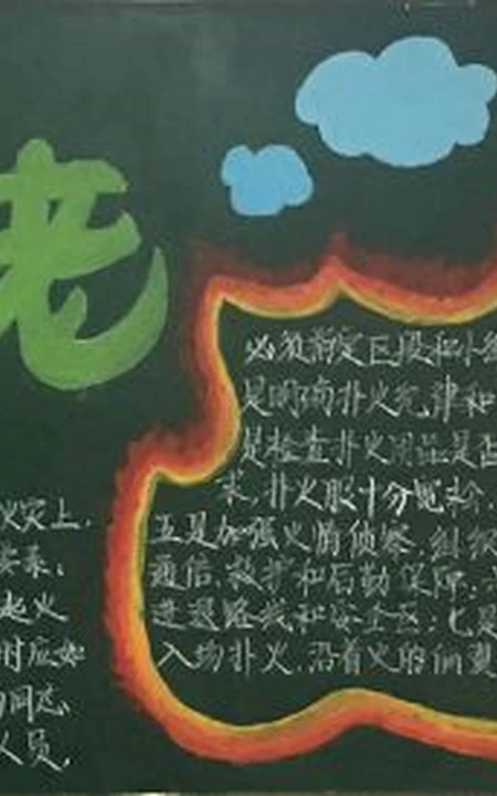消防安全黑板报，简单又漂亮的学生消防安全防火黑板报图片素材作品